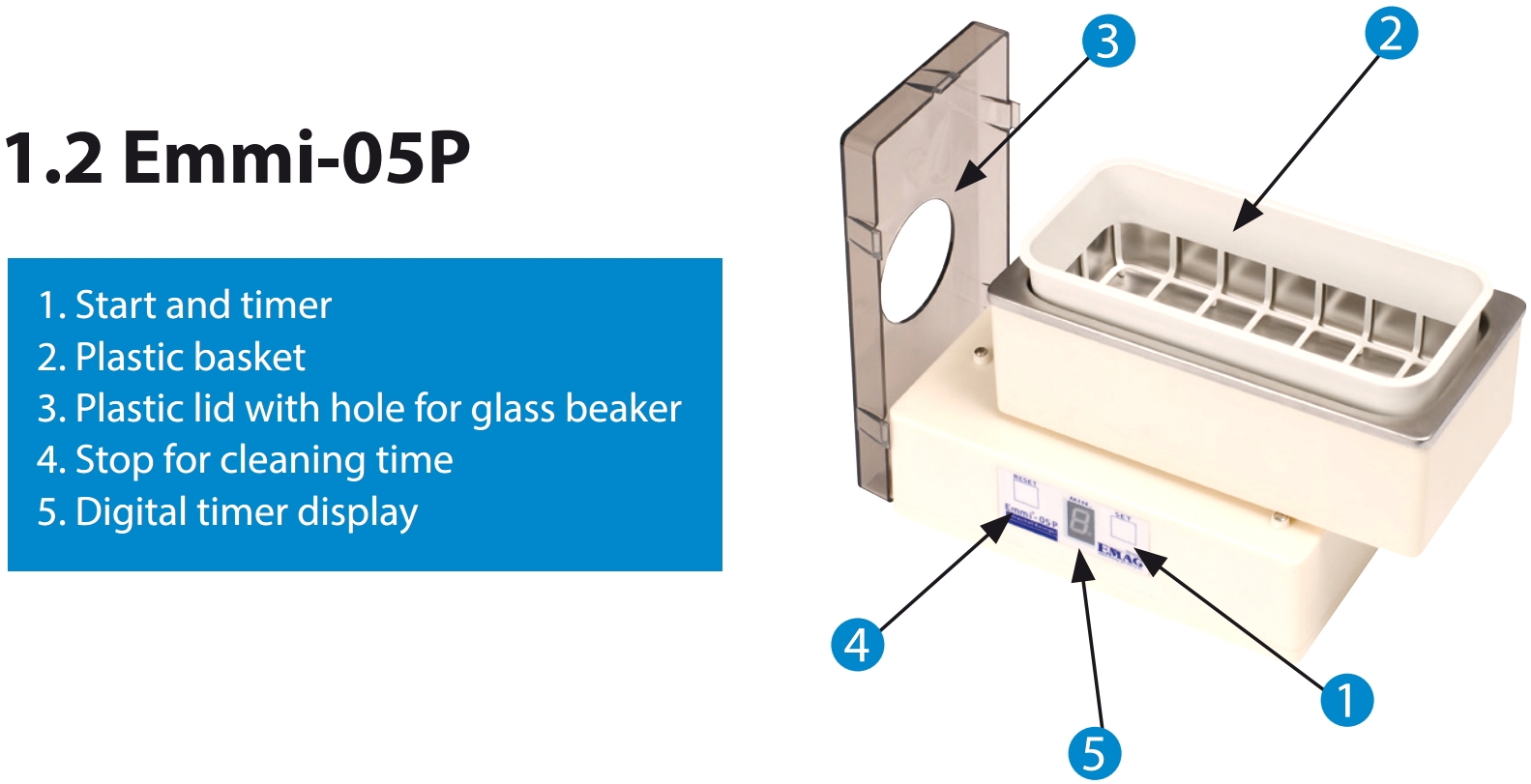 אמבטייה לניקוי אולטראסוני EMGA EMMI-05P